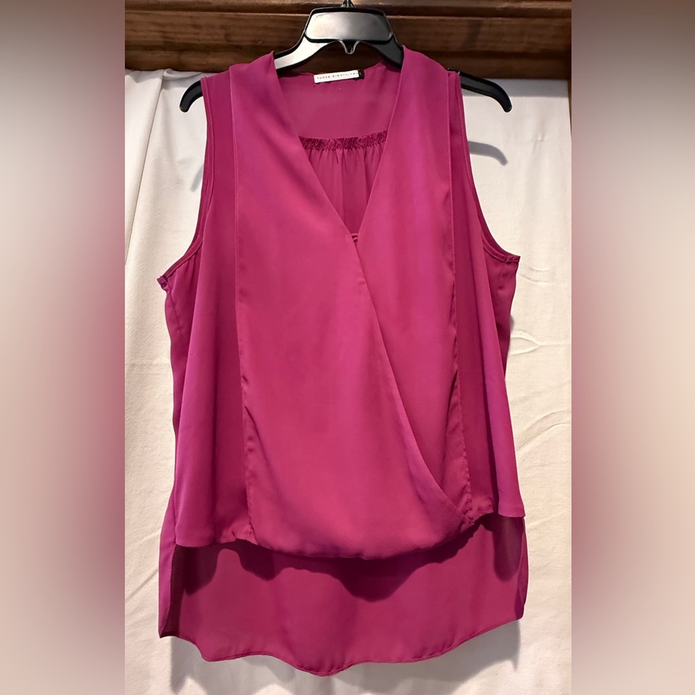 Women’s Three Eighty Two Elegant Pink Wrap Blouse with V-Neckline. Size Large.